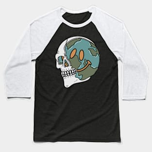 World and skull Baseball T-Shirt